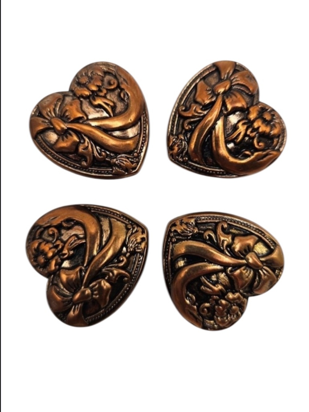 Vintage Copper Heart Button Covers